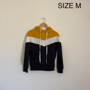 Colorblock Hoodie - Mustard, White, and Black